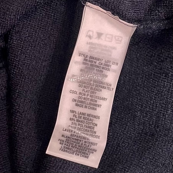 ELIE TAHARI Black Merino Wool Beaded Studded Short Sleeve Sweater Knitwear Small - Picture 10 of 11